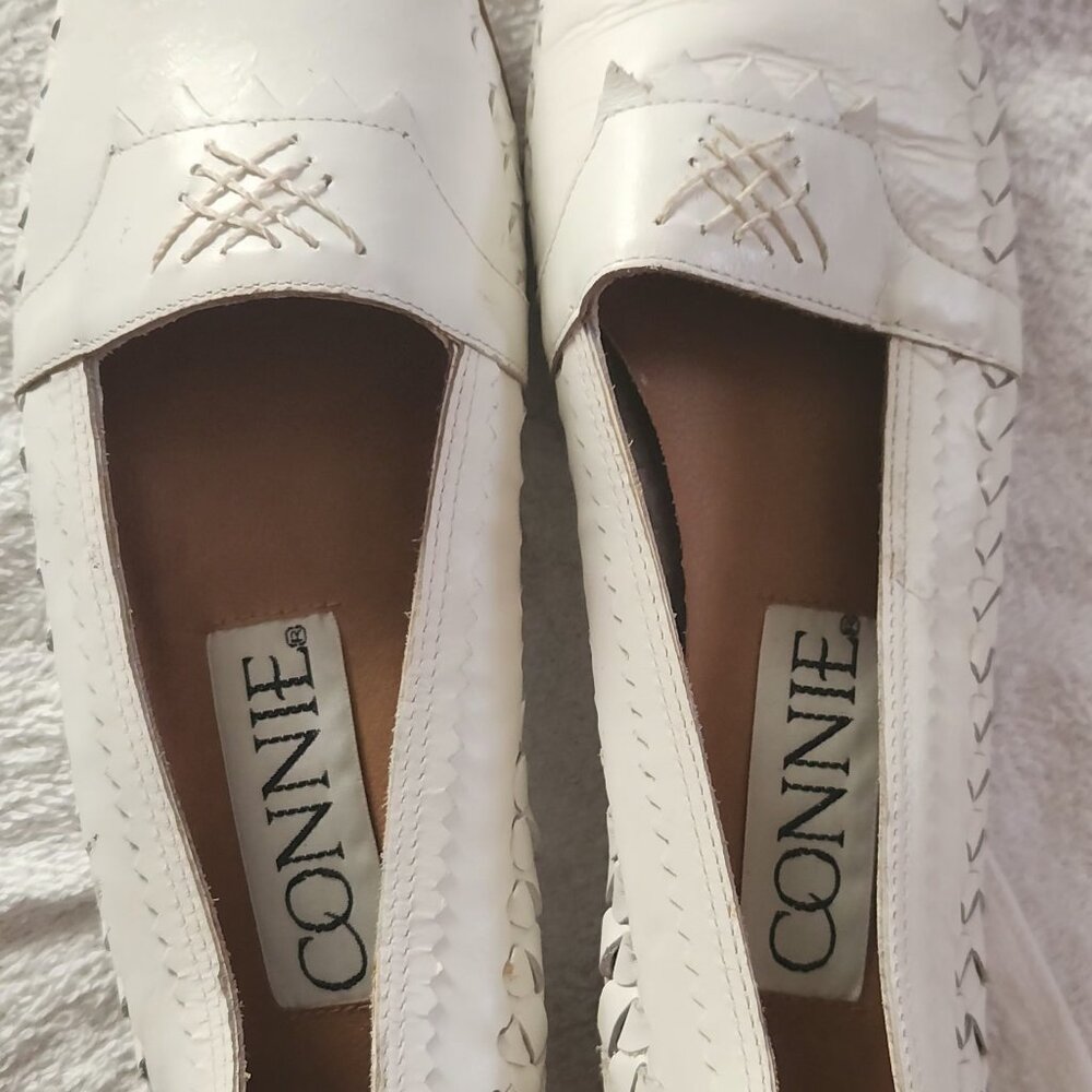 Connie Woven Leather Flats – White| Comfortable Classic
